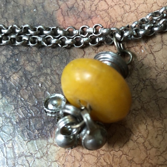 vintage boho silver bracelet with earth tone beads - Picture 2 of 7